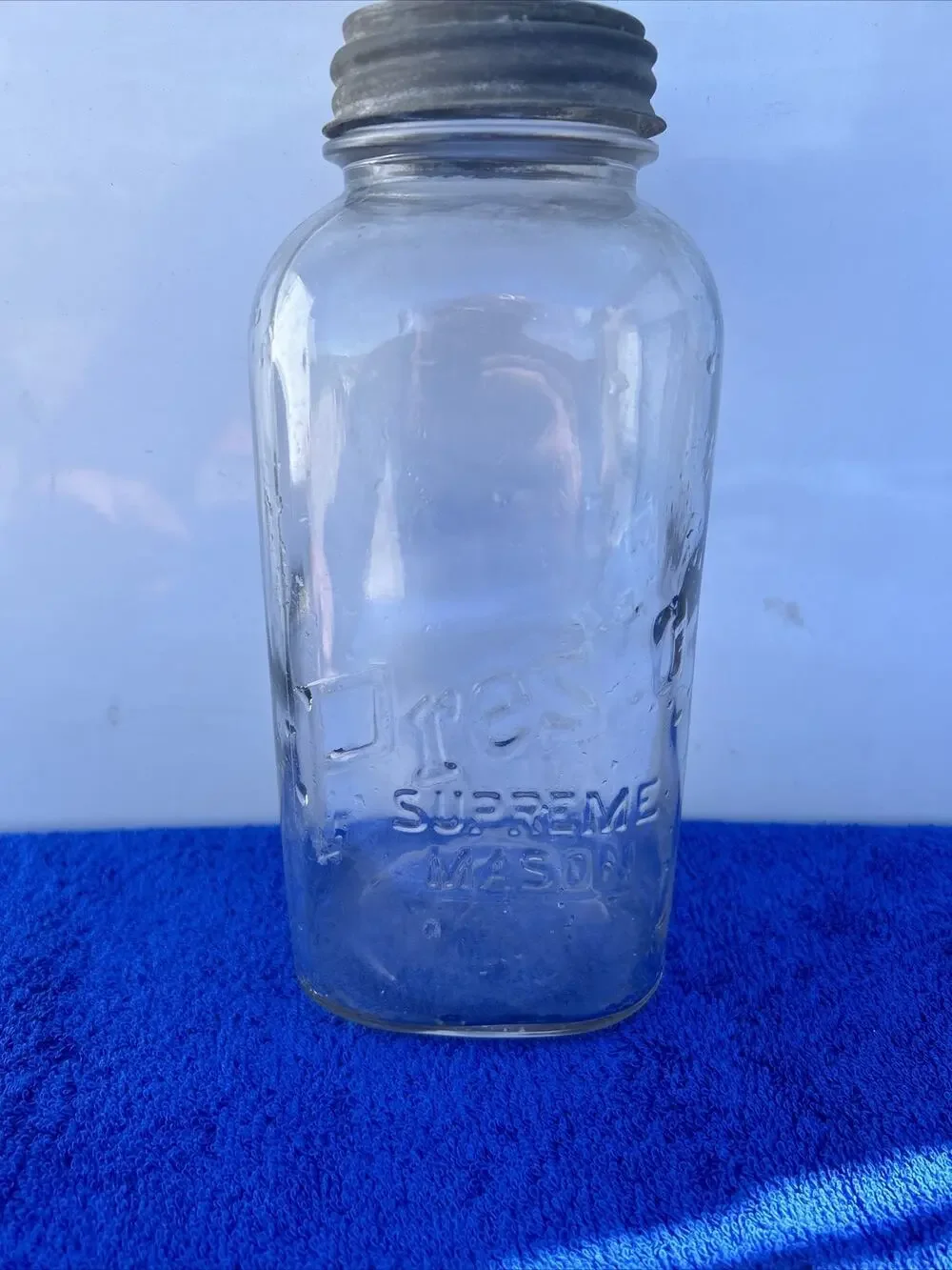 PRESTO SUPREME MASON JAR / Zinc LID - 2 QUART Flawed See Pics